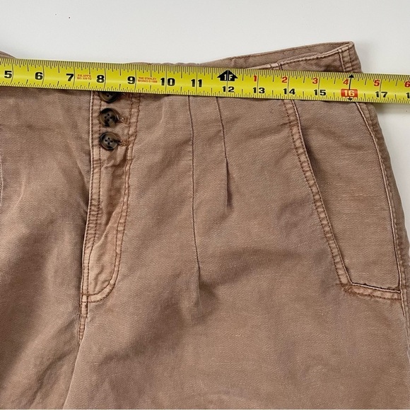 Marrakech Brown Tan Cedar Nicola Solid Pleated Pant LINEN Blend  Size 30 Large - Picture 11 of 13